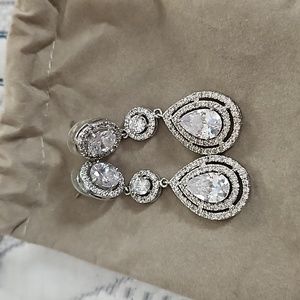 Crystal Bridal stud long Earrings, Wedding earrings